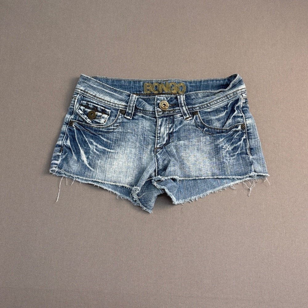 Bongo Womens Low Rise Denim Cut Off Shorts Light Wash Frayed Hem Size 0